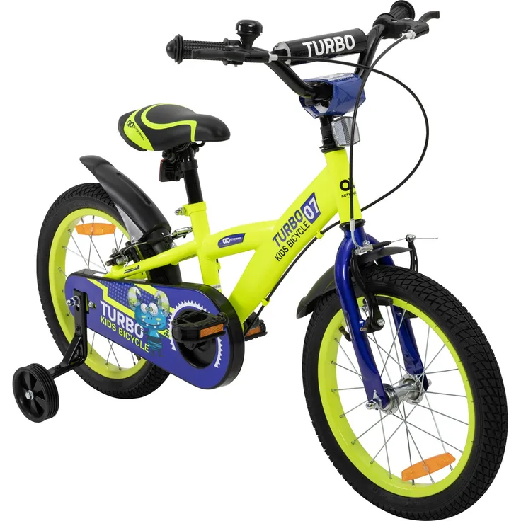 Kinderfahrrad Turbo 16 Zoll Kinder Fahrrad mit Stützrädern gelb blau ab 4 Jahre - Preisvergleich