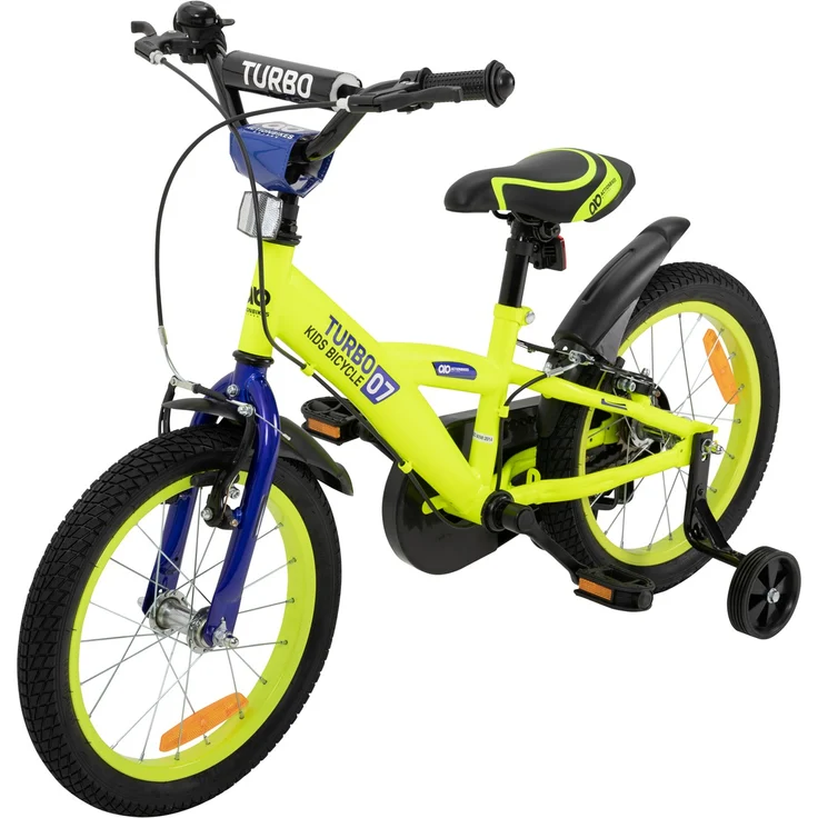 Kinderfahrrad Turbo 16 Zoll Kinder Fahrrad mit Stützrädern gelb blau ab 4 Jahre - Preisvergleich – Bild 2