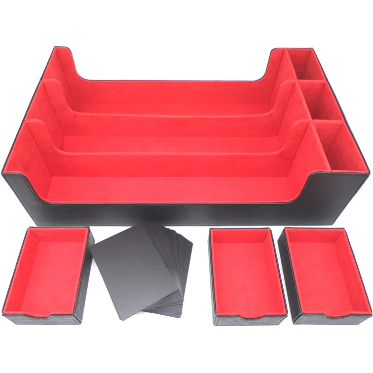 docsmagic. de Premium 3-Row Trading Card Storage Box Black/Red + Trays & Divider - MTG PKM YGO - Aufbewahrungsbox Schwarz/Rot