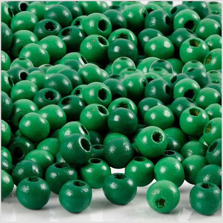 Holzperlen, D: 5 mm, Lochgröße 1,5 mm, Grün, 6g, ca. 150 Stück