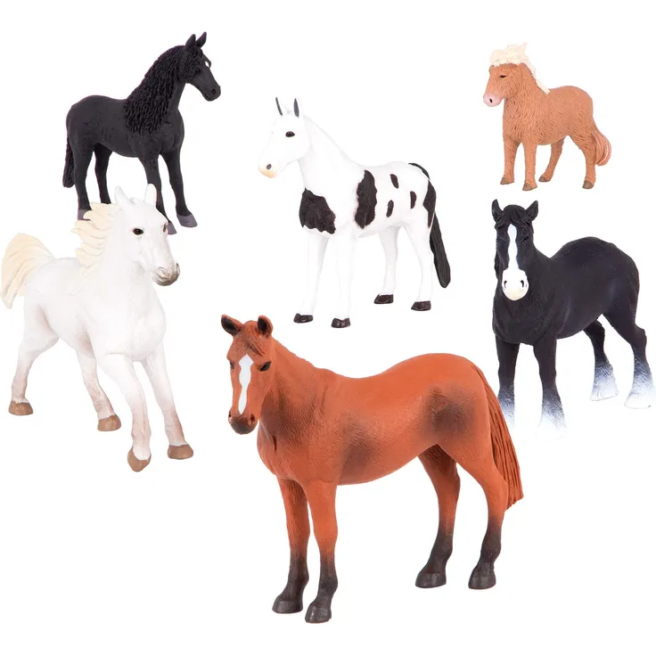 Terra 6 Pferde Figuren – Lipizzaner, Schimmel, Friese und mehr – Realistische Tierfiguren Set, Kinder Spielzeug für Mädchen und Jungen ab 3 Jahre
