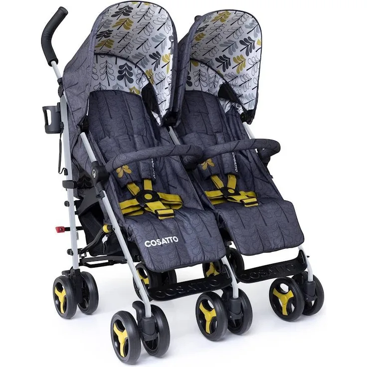 Cosatto Supa Dupa Double/Twin Stroller – Pushchair from Birth, Lightweight, Compact Fold, Fika Forest