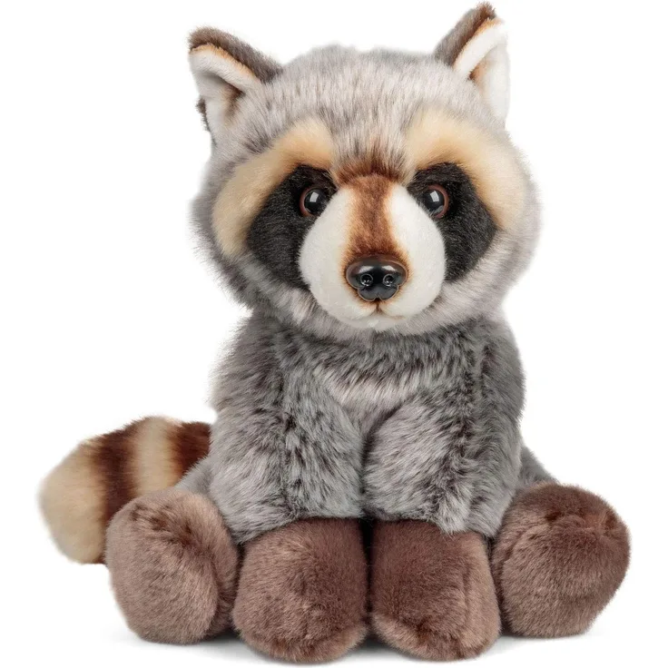 Animigos Plüschtier Waschbär, Stofftier im realistischen Design, kuschelig weich, ca. 23 cm groß