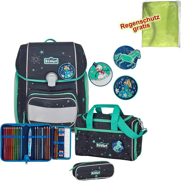 Scout Genius Schulranzen-Set 4tlg LED STERNENHIMMEL