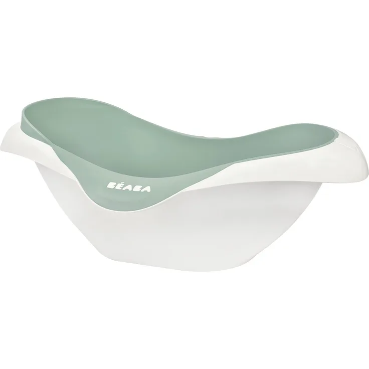 BEABA - Babywanne - Rutschsicher und Komfortabel - Ergonomisch und Vielseitig - Weiches und Sanftes Material - Stöpsel - Camélé'O - Made in France - Salbeigrün