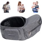 Bebamour Hipseat Babytrage 0-36 Monate, Leichter, verstellbarer, rückenstützender Taillenhocker, 3-in-1-Babytrage für Neugeborene bis Kleinkindersitz(Light Grey)