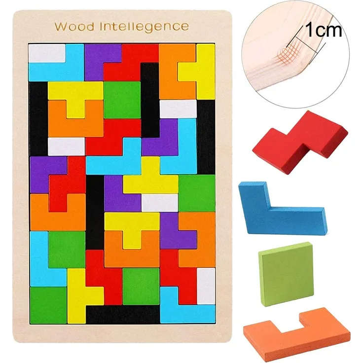 EACHHAHA Tetris Holzpuzzle Box Spielzeug,Montessori Spielzeug für Kinder,Gehirn Teaser Holzpuzzle Block,Lernendes Puzzle Spielzeug,Tangram Puzzles für Kinder 3 4 5 6 Jahre alt - Preisvergleich