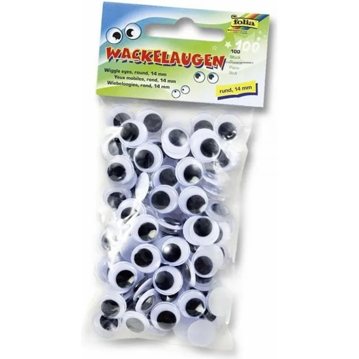 Folia 750014 - Wackelaugen rund 14 mm 100 Stück