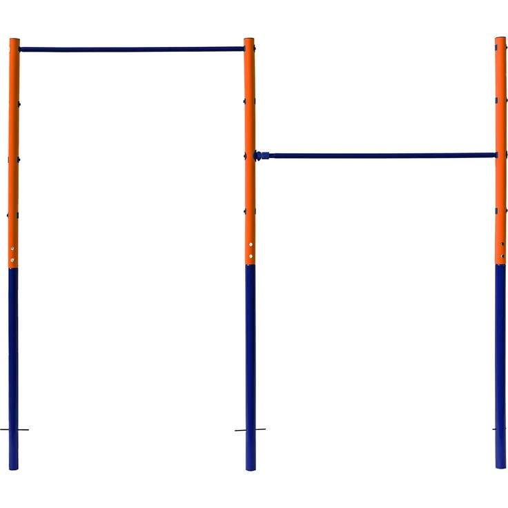 Best Sporting Turnreck Garten I Reckstange Garten Kinder und Erwachsene I Höhenverstellbare Kletterstange Outdoor in Blau-Orange I Turngeräte für Kinder für Spaß im Garten I Doppel - 241cm