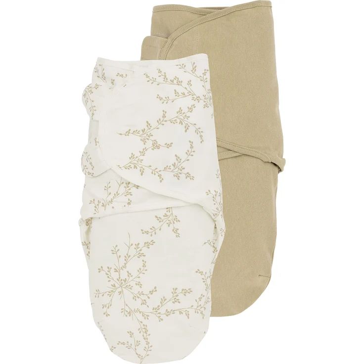 Meyco Baby Branches/Uni Pucksack 2er Pack, Erstausstattung Neugeborene (Pucktuch für Babys ab 4-6 Monaten, weicher Schlafkomfort, atmungsaktiv und feuchtigkeitsabsorbierend, Einschlafhilfe), Sand – Bild 1