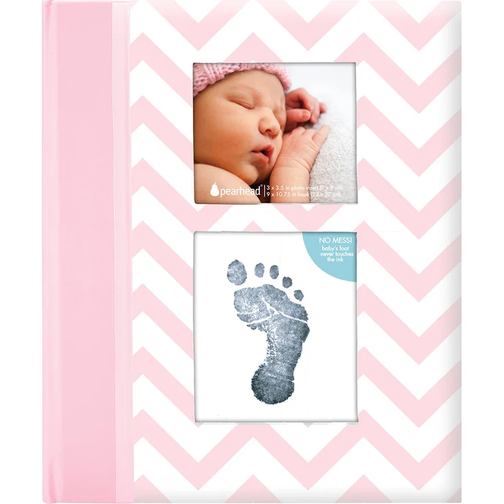 Pearhead P62202 Chevron Babybuch mit Clean Touch Stempelkissen, rosa (Texte auf Englisch) - Preisvergleich – Bild 1