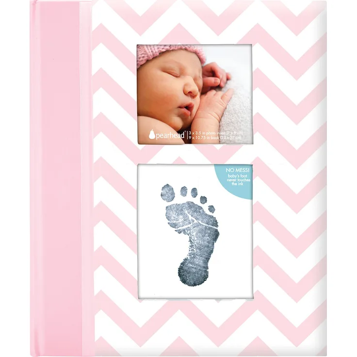 Pearhead P62202 Chevron Babybuch mit Clean Touch Stempelkissen, rosa (Texte auf Englisch) - Preisvergleich