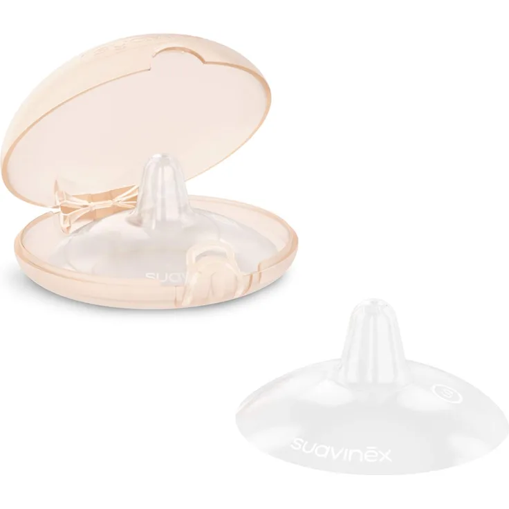 Suavinex 2er Pack Silikon Nippelpads Größe M - Schutz vor Reizungen der Brustwarzen + Hygienebox für den Transport