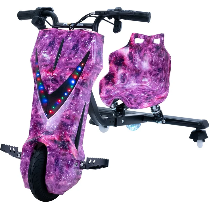Actionbikes Kinder Elektro Drift Trike Scooter, LED Driftrollen 360°, bis zu 15km/h, drosselbar, Bluetooth Verbindung, max. Belastbarkeit 60kg, von 4 - 12 Jahren, Space Purple – Bild 11