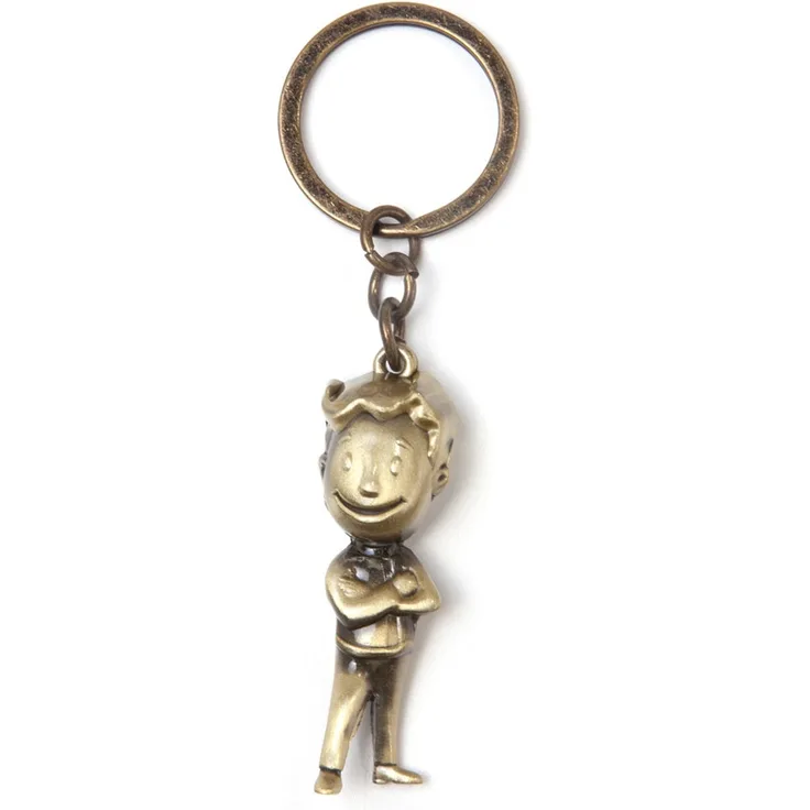 Fallout Keychains Golden Vault Boy 3D Metal Keychain Gold