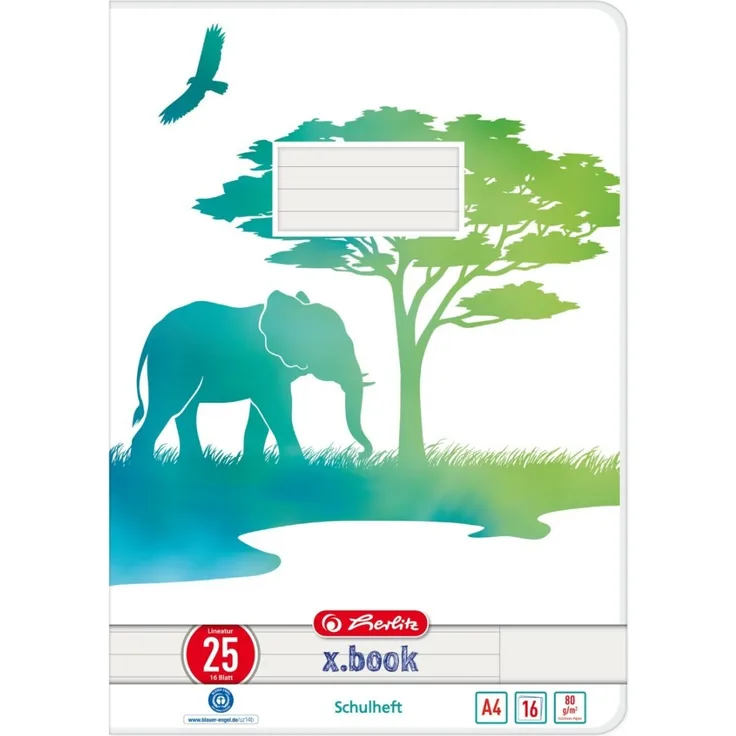 Herlitz Schulheft A4 GREENline 16 Bl. Lineatur 25 Elefant (50039968)