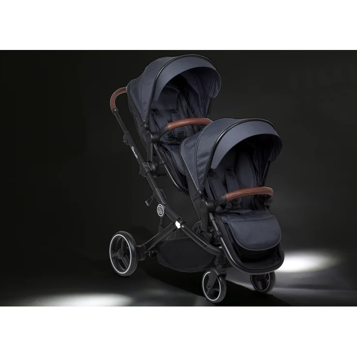BabyGO 'Twinner' Geschwisterwagen 2 in 1 in Grau inkl. zwei zum Sportsitz umrüstbare Tragewannen – Bild 5