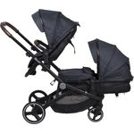 BabyGO 'Twinner' Geschwisterwagen 2 in 1 in Grau inkl. zwei zum Sportsitz umrüstbare Tragewannen