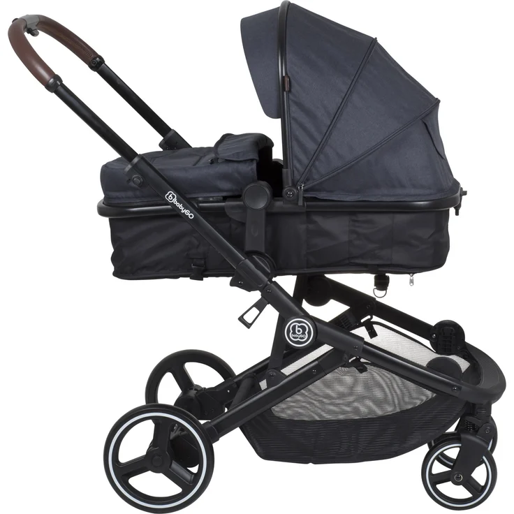 BabyGO 'Twinner' Geschwisterwagen 2 in 1 in Grau inkl. zwei zum Sportsitz umrüstbare Tragewannen – Bild 3