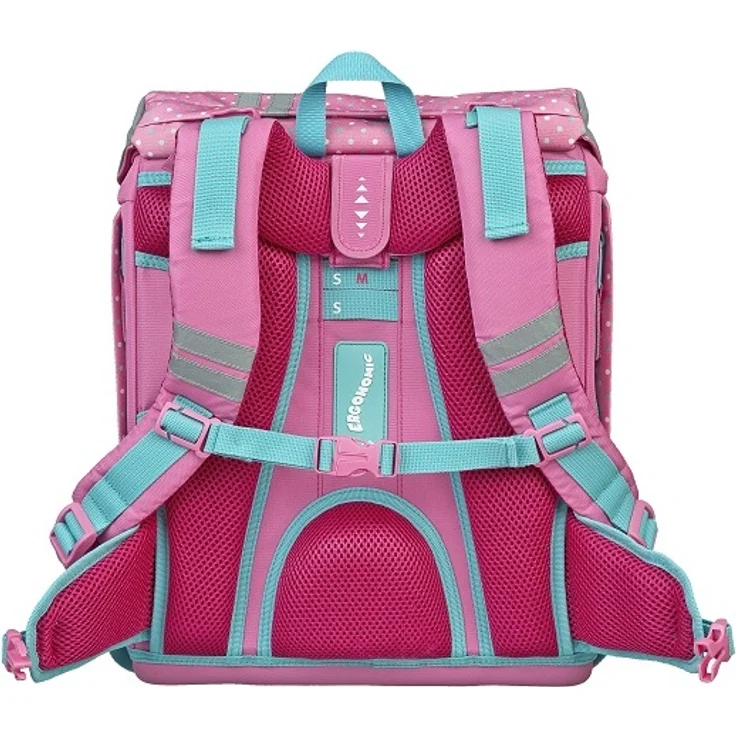 Mädchen Schulranzen Set 1. Klasse Scooli ergonomischer leichter Schulrucksack PINKY DOTS mit Motiv Klettis und Sporttasche – Bild 4