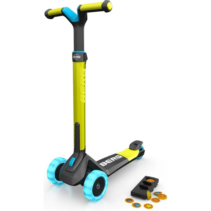 BERG Scooter - Tretroller Nexo lime + Lights LED-Räder + Magnet-Deck