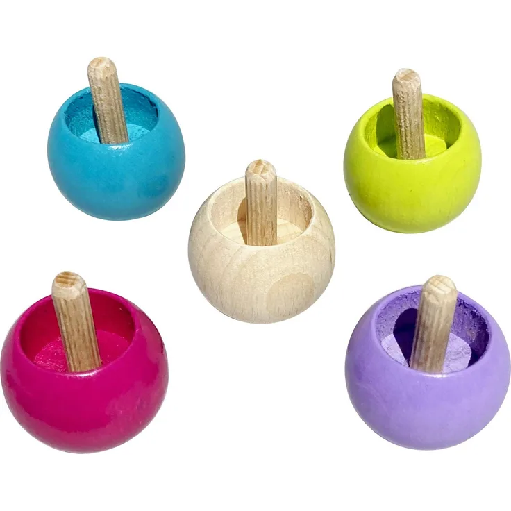 GICO Umkehrkreisel Holz Stehauf-Kreisel - Stehaufkreisel Set mit 4 pastellfarbenen, 1 Natur