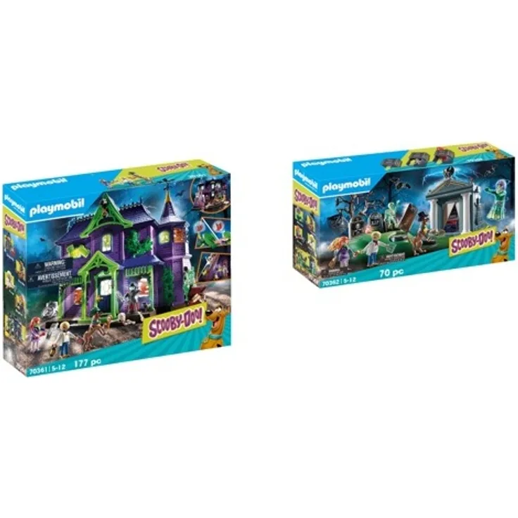 PLAYMOBIL 2er Set: 70361 SCOOBY-DOO! Abenteuer im Geisterhaus + 70362 SCOOBY-DOO! Abenteuer auf dem Friedhof