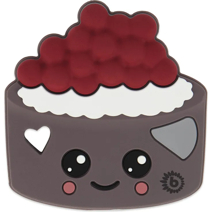 Bieco Silikon Torte Beißring Baby, 8 cm | Ab 0 Monate | Zahnungshilfe Baby | Baby Greifling in Torten Design | Bunter Beissring für Baby zum Zahnen | Motorikspielzeug Baby | Beißring Silikon Baby