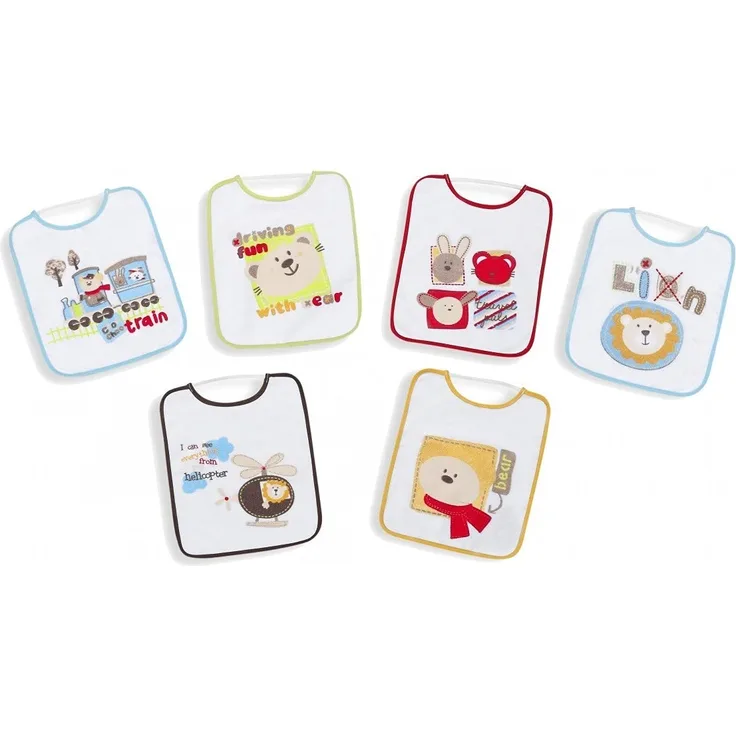 Interbaby 00181 Lot von 12 Lätzchen 25x30 mit Gummizug, weiß, 320 g