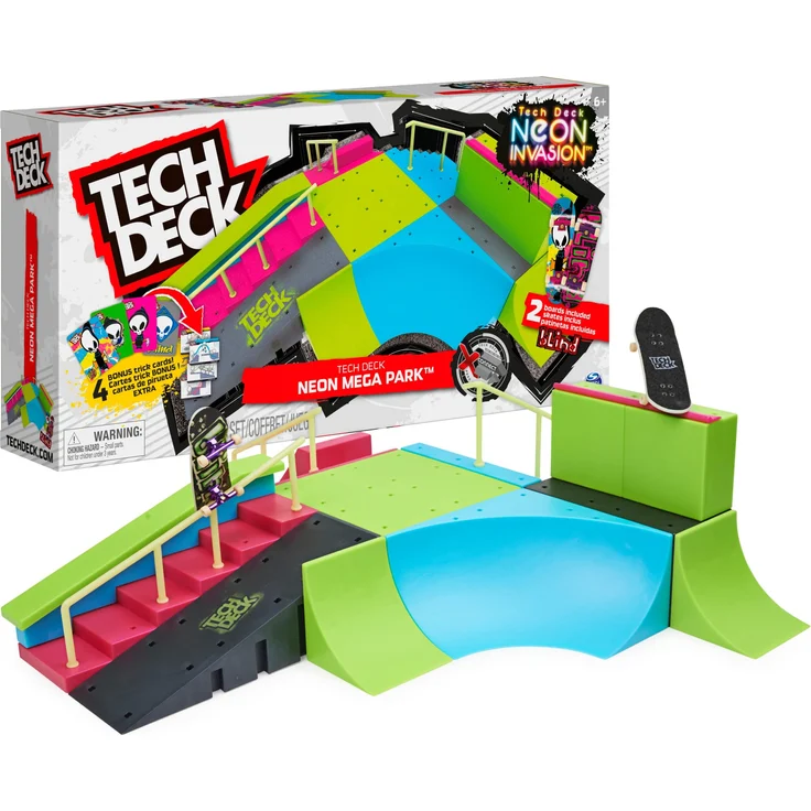 Tech Deck, Neon Mega Park X-Connect Creator, anpassbares Rampenset mit Zwei Fingerboards, leuchtet im Dunkeln, Kinderspielzeug für Jungen und Mädchen – Bild 1
