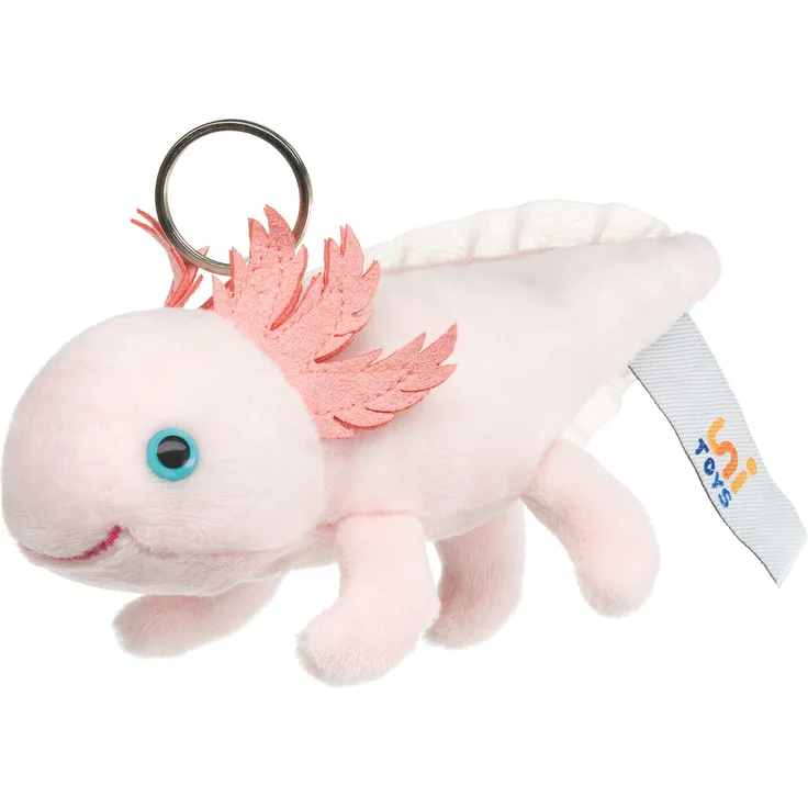 Uni-Toys - Axolotl mit Schlüsselanhänger - 15 cm (Länge) - Plüsch-Wassertier - Plüschtier, Kuscheltier