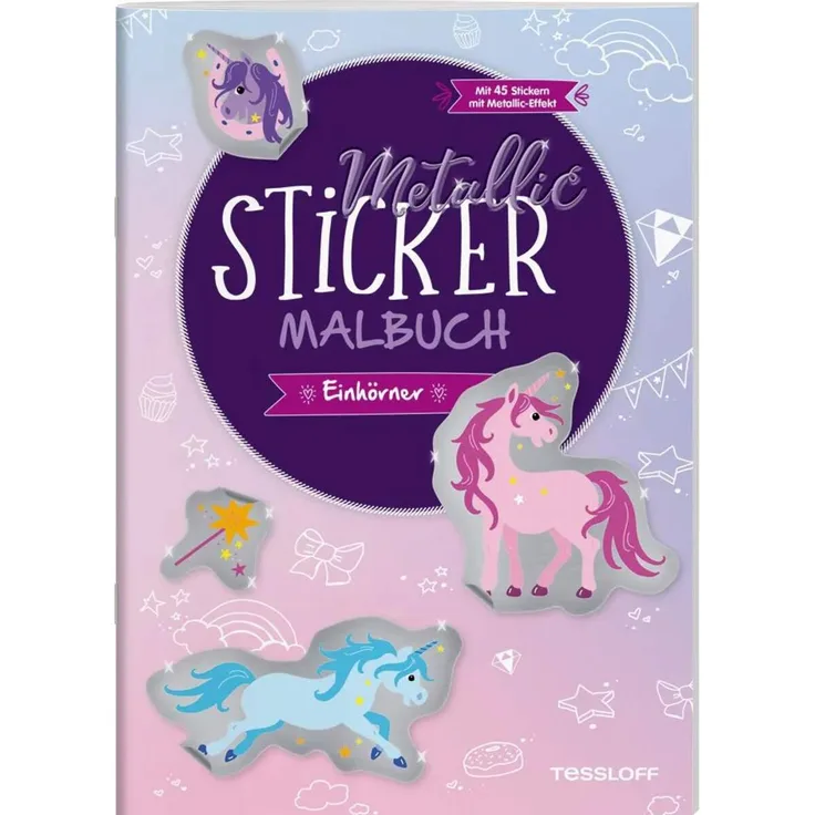 Metallic Sticker Malbuch Einhörner