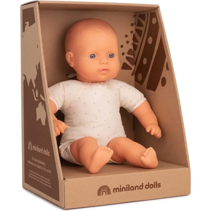 Miniland Dolls: europäische Babypuppe, 32 cm, mit weichem Stoffkörper, in Geschenkbox