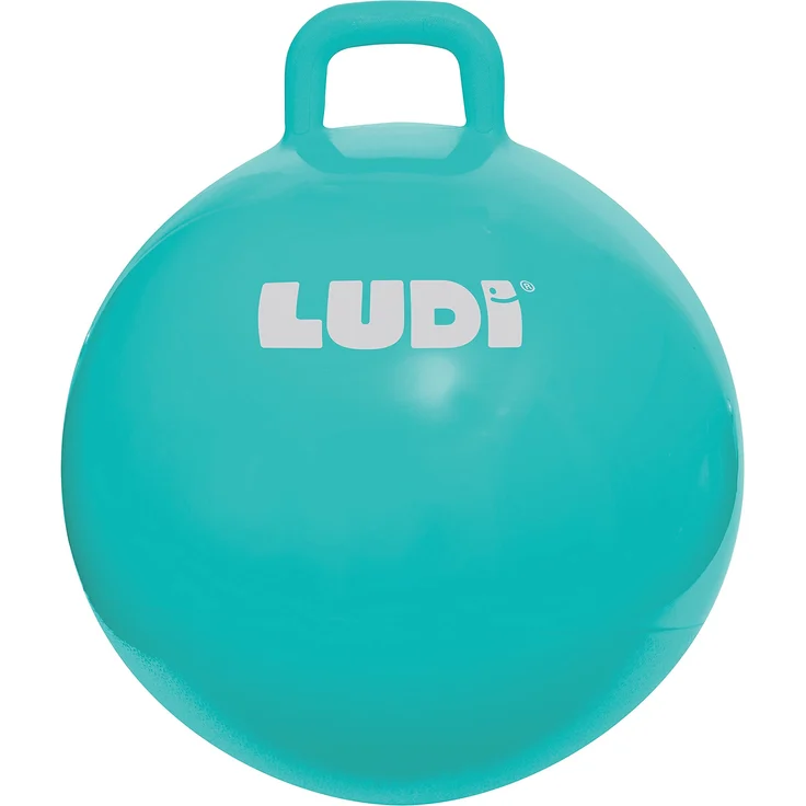 LUDI XXL Blauer Hopper Ball Angepasster Griff - Großer aufblasbarer Hüpfball - Dicker und elastischer Kunststoff - Innen- und Außenspielzeug - Um EIN Spitzenhüpfer zu Werden | Ab 5 Jahren