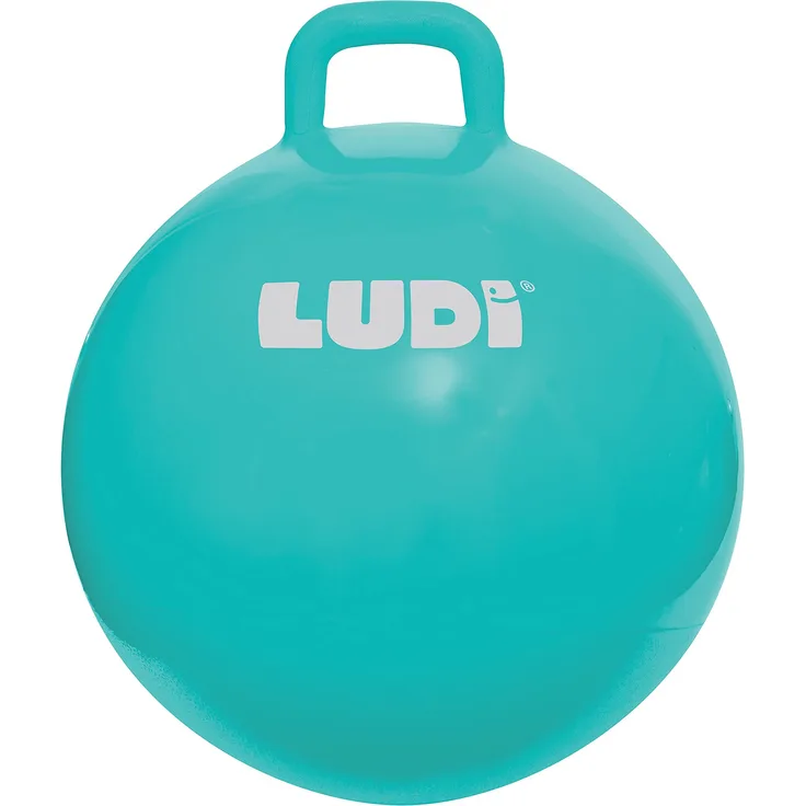 LUDI XXL Blauer Hopper Ball Angepasster Griff - Großer aufblasbarer Hüpfball - Dicker und elastischer Kunststoff - Innen- und Außenspielzeug - Um EIN Spitzenhüpfer zu Werden | Ab 5 Jahren