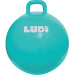 LUDI XXL Blauer Hopper Ball Angepasster Griff - Großer aufblasbarer Hüpfball - Dicker und elastischer Kunststoff - Innen- und Außenspielzeug - Um EIN Spitzenhüpfer zu Werden | Ab 5 Jahren