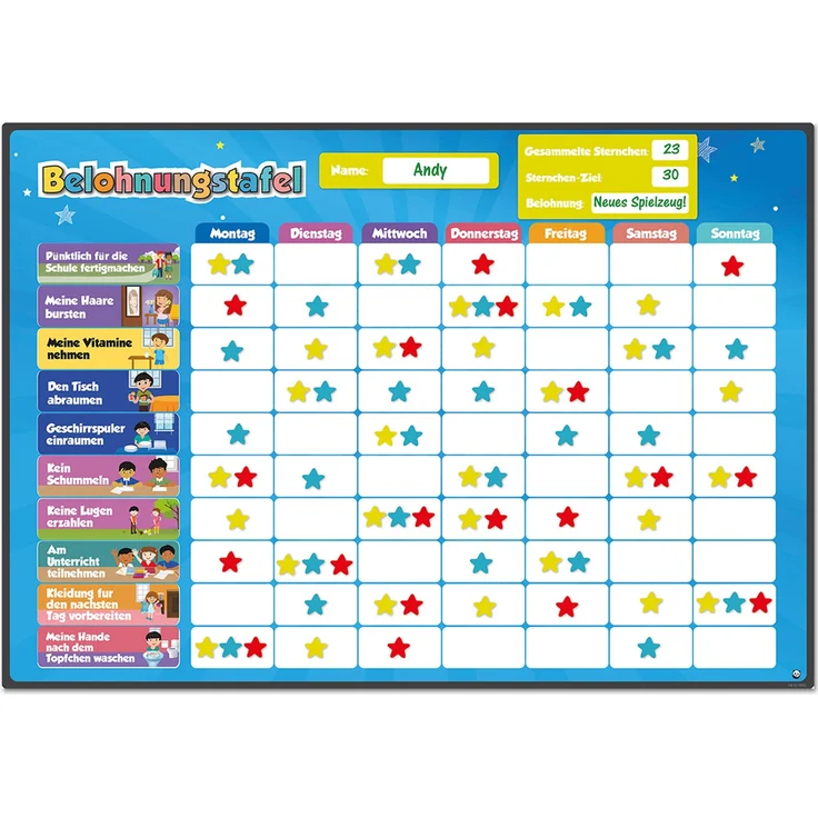 Belohnungstafel für Kinder – perfekt für Kleinkinder, zum Lernen von Verantwortung und für das Sauberkeitstraining – enthält 80+ Magnet-Aufgaben Und 300 Sterne - Aktualisierte Version, auf Deutsch – Bild 1