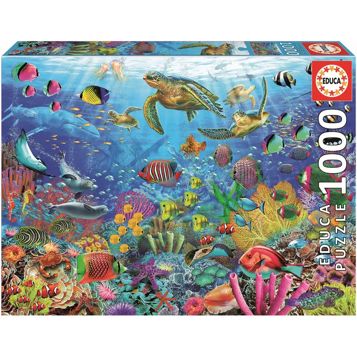 Carletto 9219266 - Educa, Schildkröten im Paradies, Unterwasserwelt, Puzzle, 1000 Teile
