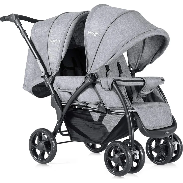 COSTWAY Geschwisterwagen faltbar grau