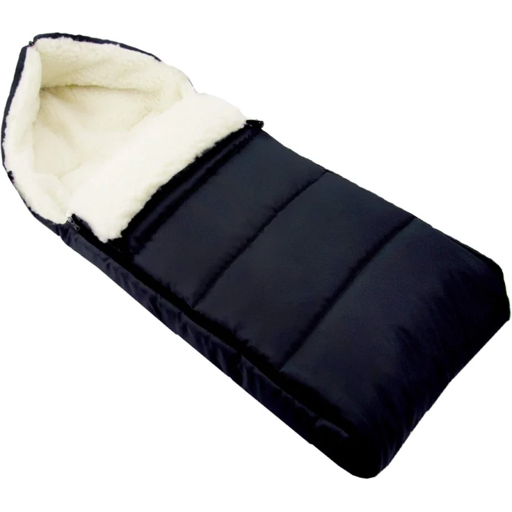 BAMBINIWELT Fußsack LAMMWOLLE Winterfußsack Kinderwagen Buggy Babyschale Babyfußsack waschbar 108cm LINIERT (schwarz) – Bild 1