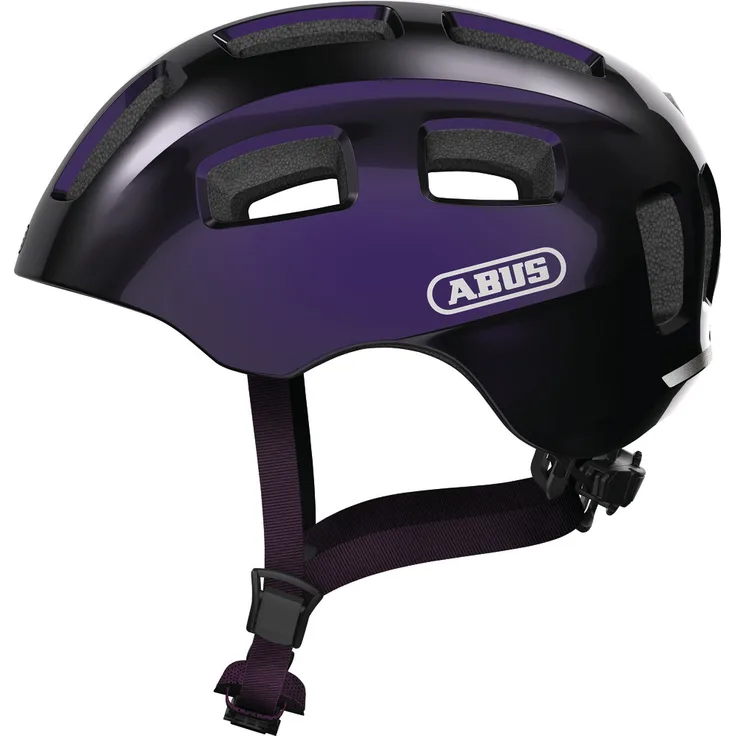 Abus 'Youn-I 2.0' Kinderfahrradhelm black violet, Kopfumfang 48-54 cm, mit integriertem LED-Rücklicht