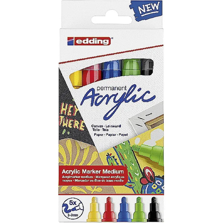 EDDING Acrylic Marker 5100 medium basic 5Stück - Preisvergleich