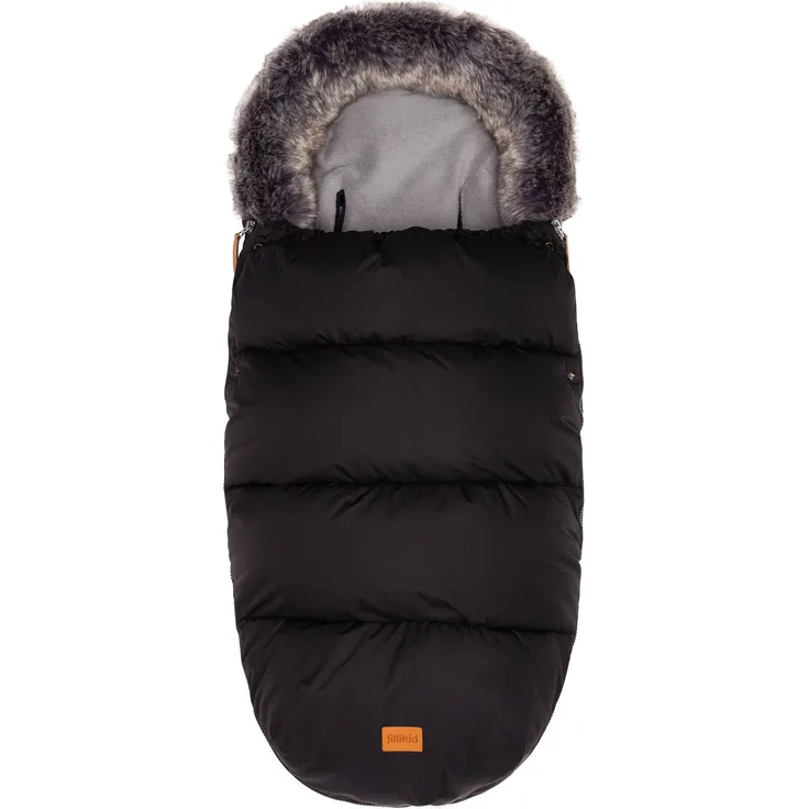 Fillikid Winterfußsack Manaslu extra warm mit Coral Fleece für Kinderwagen Buggy Jogger/Fußsack, Schwarz, 97x50x10 cm (1er Pack)