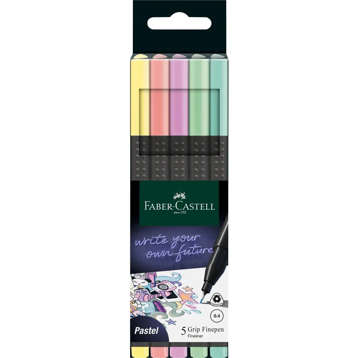 Faber-Castell Fineliner Grip Finepen pastell 5er Set – Bild 2