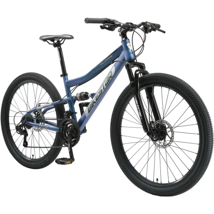 BIKESTAR Fully Mountainbike 26 Zoll | 15 Zoll Rahmen, 21 Gang Shimano Schaltung, Scheibenbremse | Blau – Bild 1