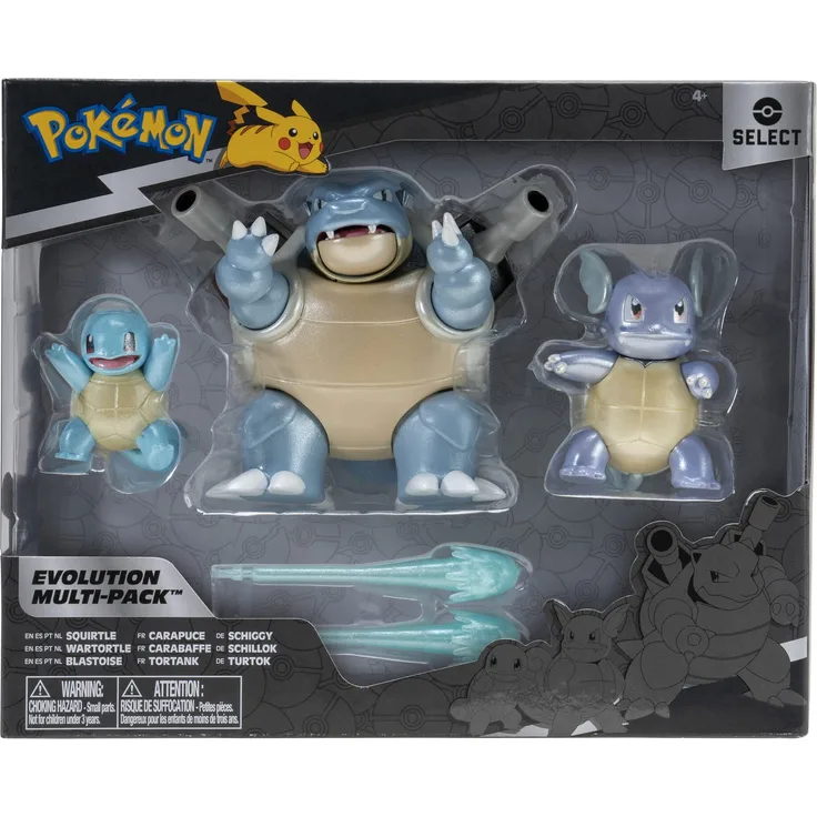 Bizak Pokemon Multipack Dreifach-Entwicklung, einschließlich Wartortle und Blastoise, Figuren wachsen nach Evolution, 5, 8 und 12 cm, 4 Jahre (63222773)