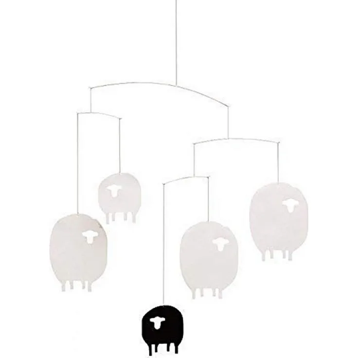 Flensted Mobiles - Schaf-Mobile - Windspiel - schwarz - weiß - 40 x 42 cm