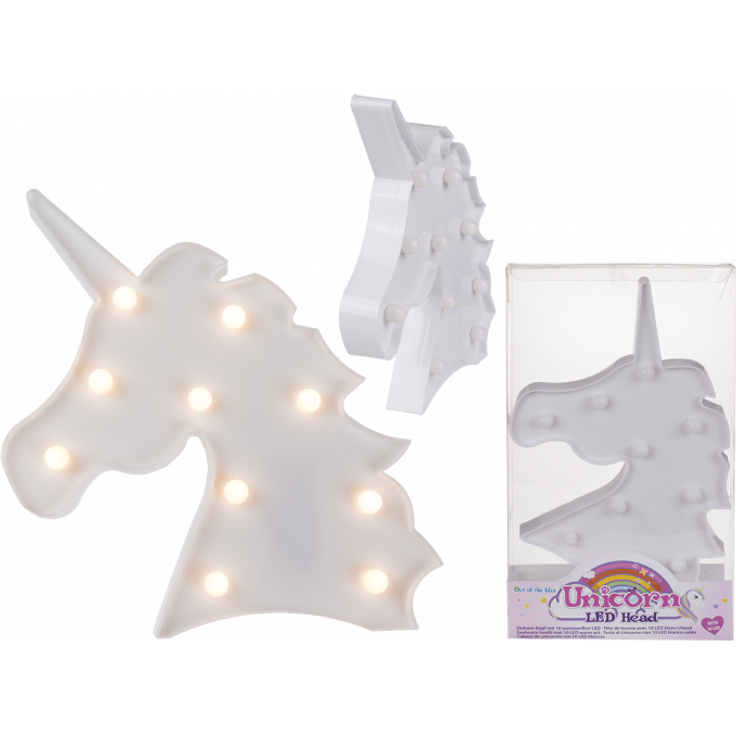 Out of the Blue Weißer Einhorn-Kopf mit 10 warmweißen LED