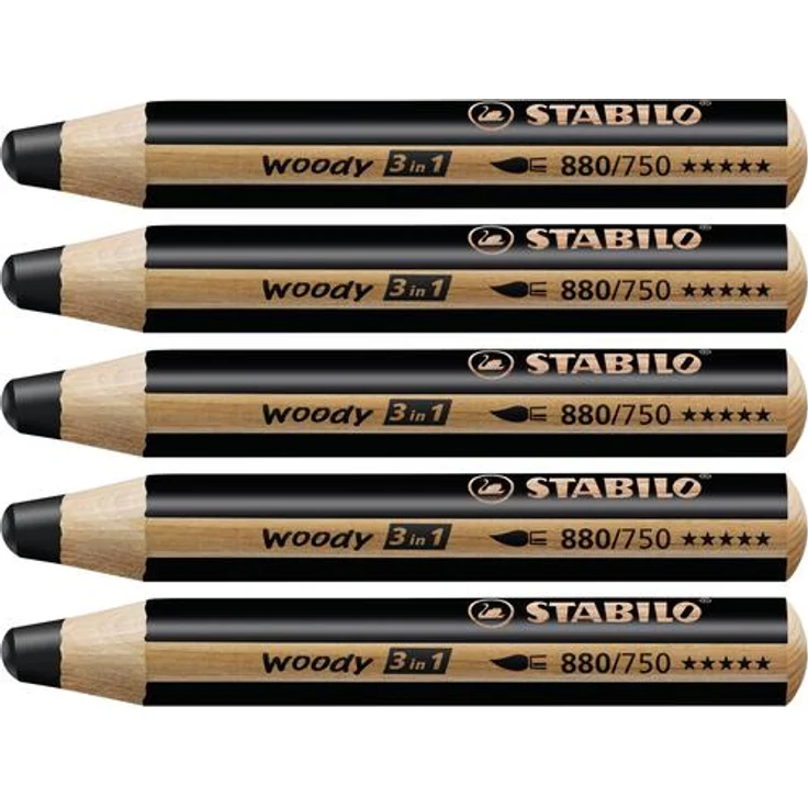 STABILO woody Farbstift schwa Buntstift, Wasserfarbe & Wachsmalkreide - STABILO woody 3 in 1 - schwarz – Bild 3
