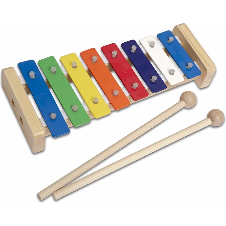 CASCHA Buntes Glockenspiel aus Holz, Xylophon für Kinder mit zwei Schlägeln und Anleitung mit 5 Kinderliedern
